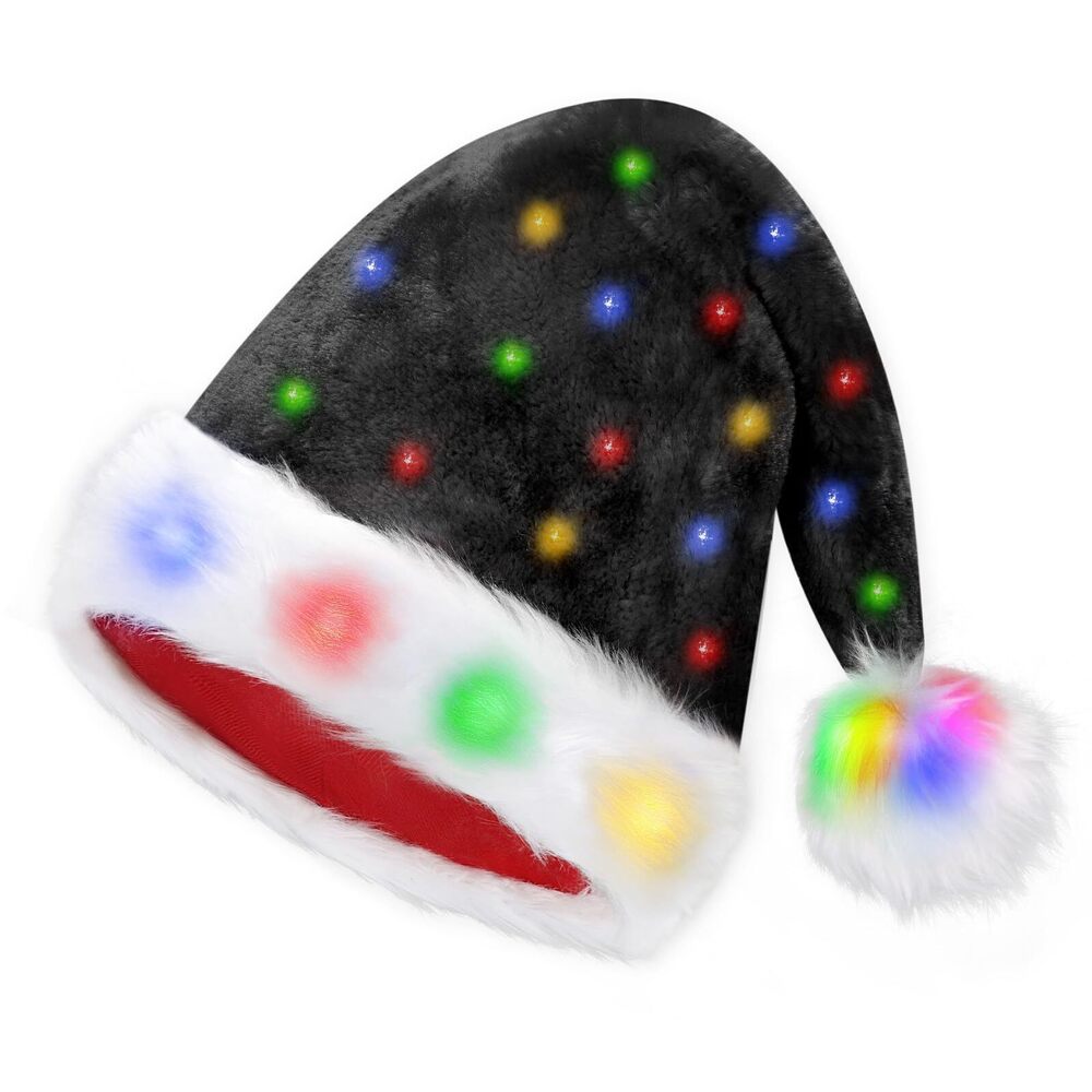 7371 Santa Hat, Light Up Santa Hat, Plush Christmas Hats, Velvet Funny